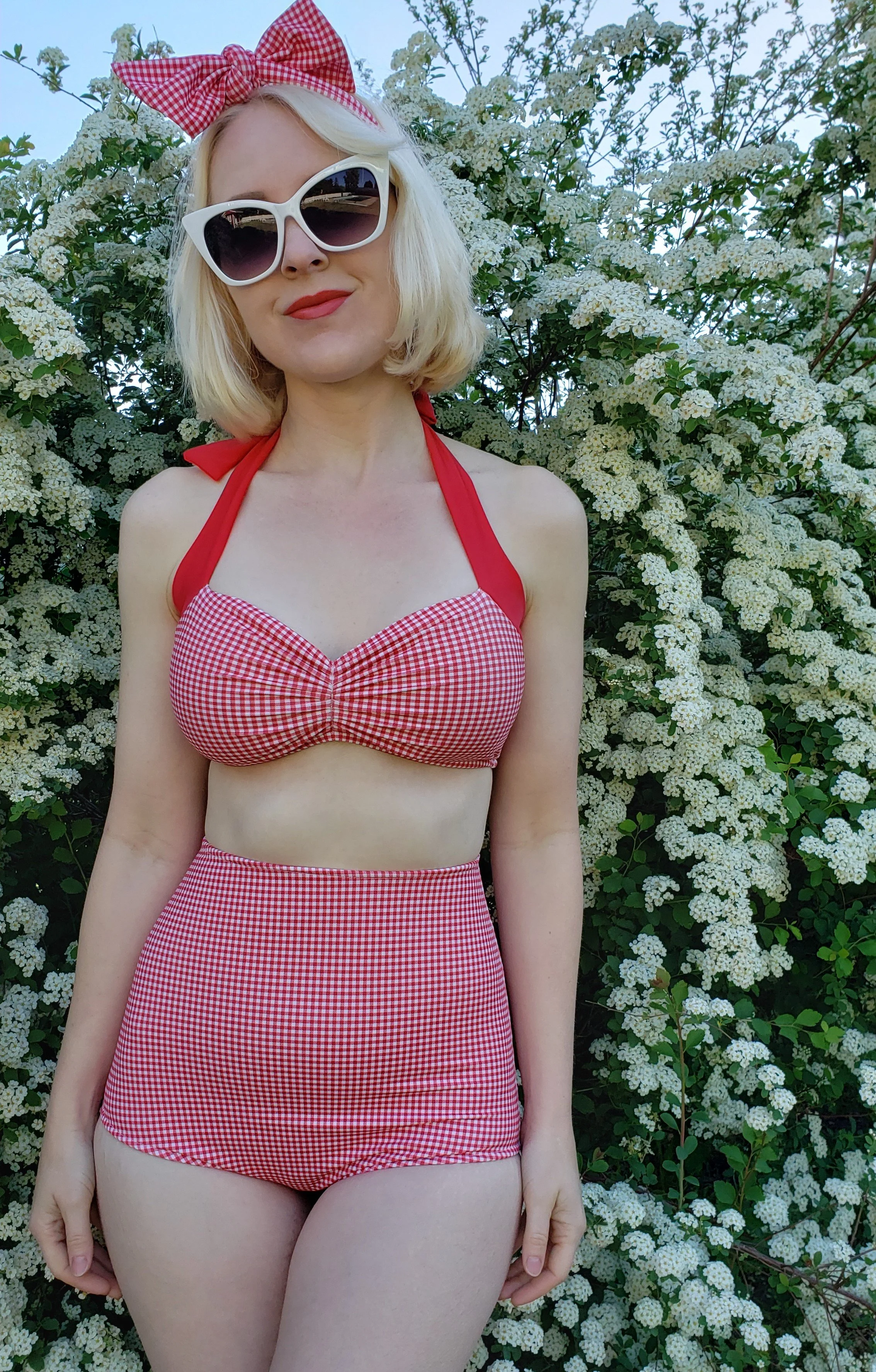 Red 2 piece swimsuit sales